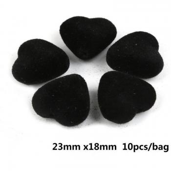 23x18mm Heart Velvet Acrylic Beads for Crafting Accessories BSD347
