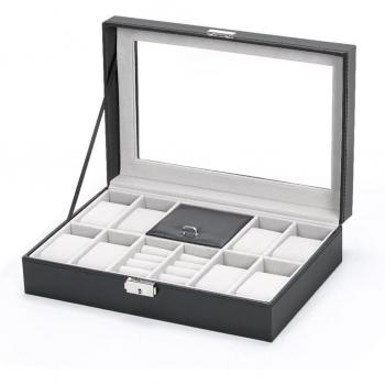 Schwarze PU-Leder Aufbewahrungsbox für Armbanduhren und Schmuck