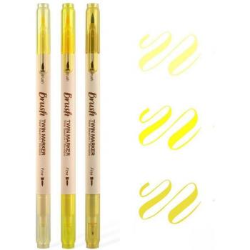 3 Pinceles de Arte Retro con Doble Cabeza para Suministros Escolares