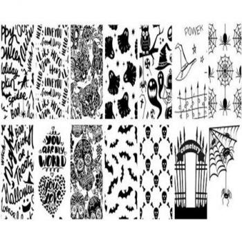 Plaque de Tamponnage Nail Art Halloween/Noël 12,5 cm x 6,5 cm (1 pc) Outils de Manucure Pochoir Vernis à Ongles SPH