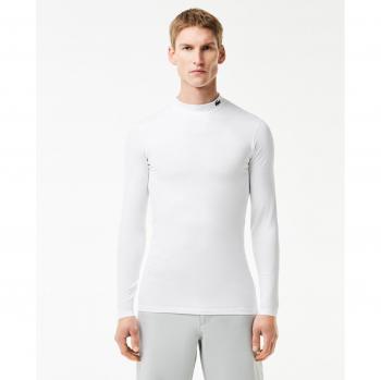 Camiseta Lacoste Sport de hombre en fibra reciclada blanca de manga larga