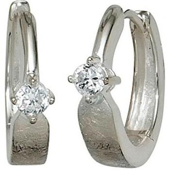Zirkonia‑Creolen in 925 Sterling Silber, rhodiniert matt – 2 Stück