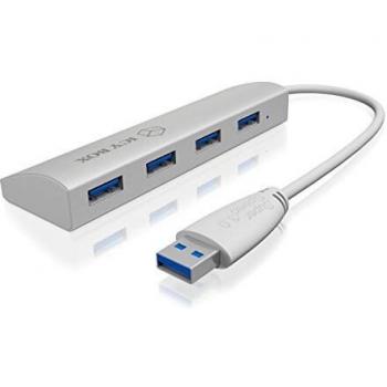 ICY BOX 4 Porte Hub USB 3.0 Argento