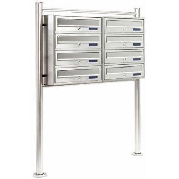 Boîte aux Lettres sur Pieds 2x4 Compartiments Inox