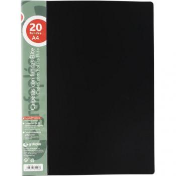 Carpeta de polipropileno negro 20 fundas Elite