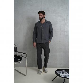 Wesley Men's Oversize Crinkle Shirt S Dark Gray