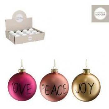 Pallina Natalie Peace/JOY/LOVE 8 cm – Bougie de Noël