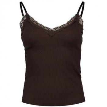 Canottiera Donna in Cotone Bio con Bordo di Pizzo Superdry