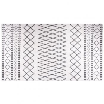 Paillasson de Sol Lavable Antidérapant 190x300 cm Noir et Blanc