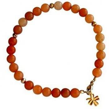 Gemshine Damen Armbandserie: Jade Orange 6 mm vergoldet