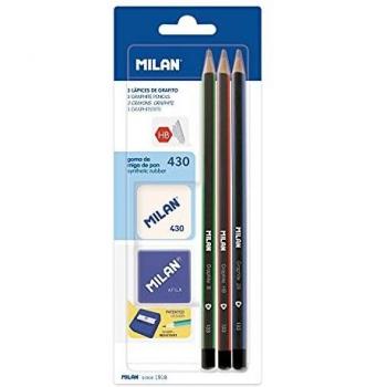 Blíster 3 Lápices + Sacapuntas y Goma de Borrar