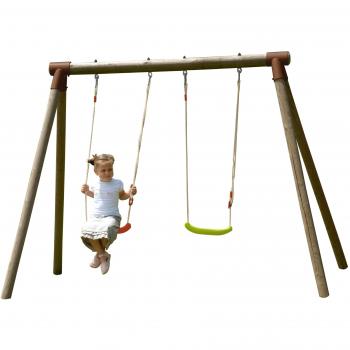 Altalena doppia in legno modello Iris con telaio New Plast AL1343