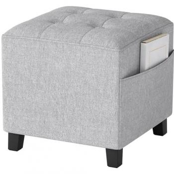 Padded Square Footrest, Light Grey