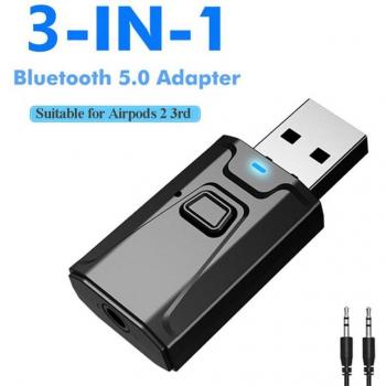 Transmisor Bluetooth 5.0 con Micrófono, Entrada 3,5 mm y Salida Stereo