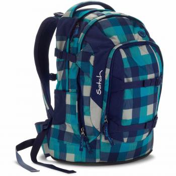 SATCH Kinderrucksack Blister 45 cm, Karo Blau/Türkis – SKU SAT‑SIN‑003‑932