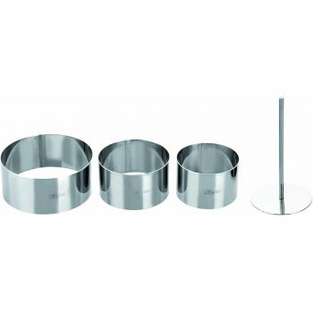 IBILI Premium Baking Ring Set with Pushers – 4 Stainless Steel Rings (22 cm × 19 cm ×