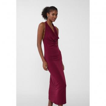 Stradivarius Size L Halter Neck Midi Dress in Burgundy