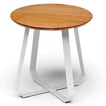 Escher Tisch „Shunan“ von Puik – 46 cm Durchmesser, 46 cm hoch, weiß/Esche