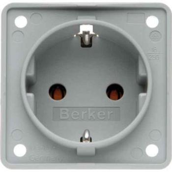Berker Integro Steckdose Schutzkontakt mit Steckklemmen grau matt