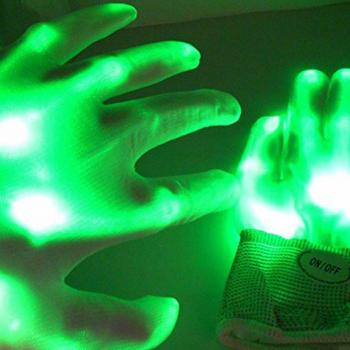 Hübsche LED Rave Handschuhe mit Licht und Blinkmodus, 2 Stück, Schwarz
