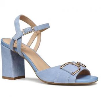 Geox D New Eraklia 80 A, Sandalo Tacco Donna Blu Chiaro 38.5