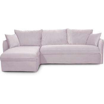 Canapé velours rose pâle 5 places convertible