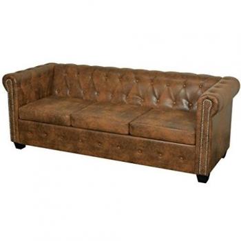 Synthetic Leather Chesterfield Sofa – VidaXL Brown