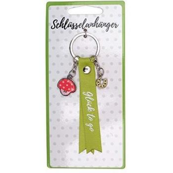Grüner Glitzer-Schlüsselhaken mit Pilz‑Charm – 45738 „Glück to go“