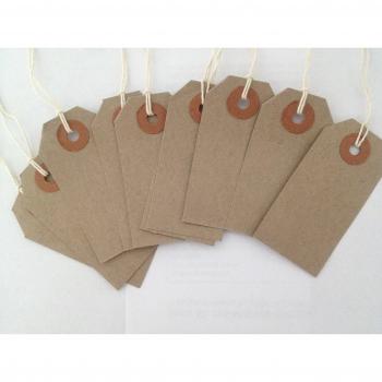 Mini Brown Travel Label – Strung & Tie‑On, 70x35 mm