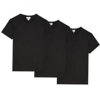 Black Cotton Crew Neck T-Shirts 3-Pack