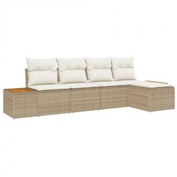 Set Arredo Rattan Polipropilene per Giardino 5 pezzi Beige e Crema 184 x 62 x 85 cm