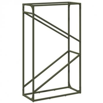 Olive Green Steel Firewood Storage Rack 60x25x100 cm