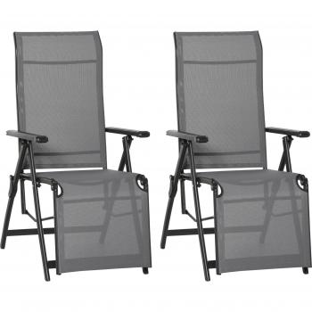 Outsunny Outdoor Folding Chaise Lounge Set with 10 Back Positions, Grey