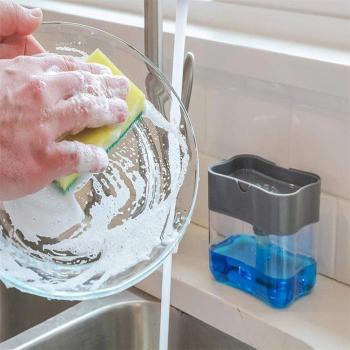 Manual Press Soap Dispenser with Sponge Container