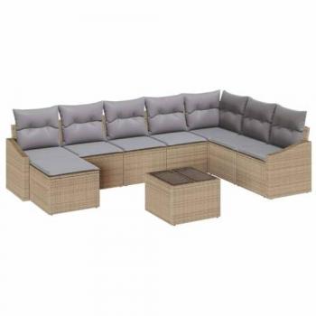 VidaXL Beachside Poly Rattan Sofa Collection – 8 Units Beige & Light Grey