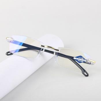 Clear Lens Rimless Reading Glasses with Anti Blue Light