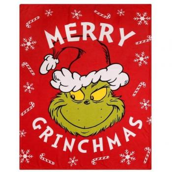 Weihnachtsdecke Grinch rot 130x160 cm