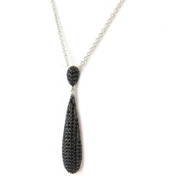 Collana Argento Nero Sissi 40×8 mm (Placcata Rodio) – N6859