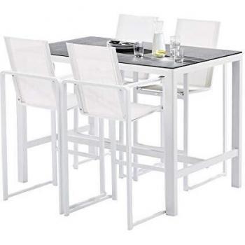 Fauteuils de jardin en pierre blanche Barset T4+F4