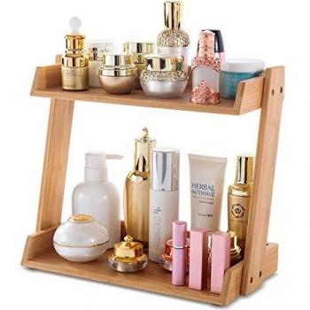 2-Tier Bamboo Cosmetic Display Stand