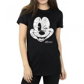 Retro Mickey Distressed Cotton Shirt – Women’s 2XL Black