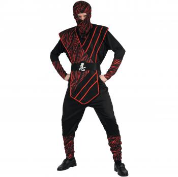 Traditionelles Schwarz‑Rot Ninja‑Karnaval Outfit für Männer