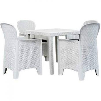 VidaXL Set da Giardino 5 Pezzi in Plastica Stile Rattan Bianco