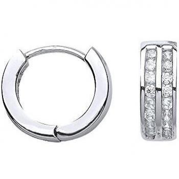 Aretes Aro Huggie de Plata con Circonitas para Mujeres