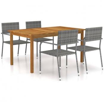 Set da Pranzo per Giardino 5 pz Grigio