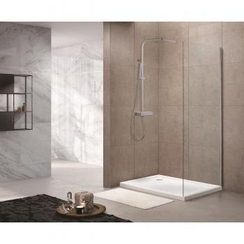 T-Linea Pannello Laterale in Vetro Trasparente 80x200cm con EasyClean e Profilo Cromato