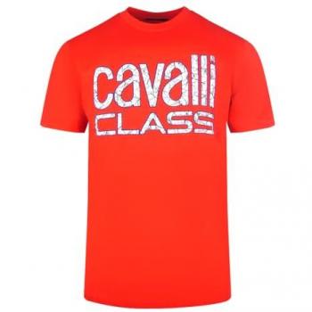 Cavalli Class Men’s Bold Red Floral T-Shirt (XL)