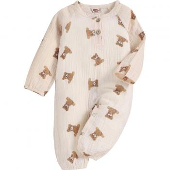 Little Bear Print Long Sleeve Romper for Babies