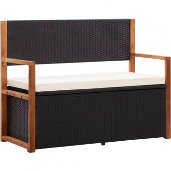 Banco de jardín 115x50x85 cm con tejido de resina y madera