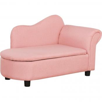 HOMCOM Rosa Kindersofa, Schlafsofa in Leinenoptik, 80x40x49cm